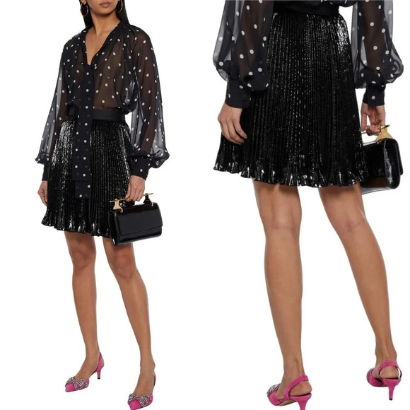 Diane Von Furstenberg Dresses & Skirts - Diane von Furstenberg Guinevere Metallic Pleated Black Skirt Size 6 NWT